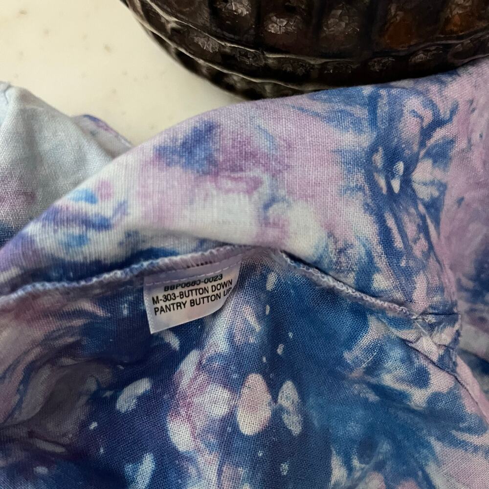 Big Bud Press Women’s Pantry Button Up Tie Dye Collared Shirt Size P Blue Purple - Picture 7 of 9
